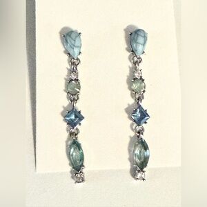 Elegant Blue Drop Crystal Earrings - Women Jewelry